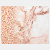 シックバラ金ゴールドグリッターグラデーションピンクグリッター大理石 フリースブランケット (正面(横))