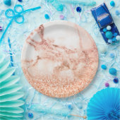 シックバラ金ゴールドグリッターグラデーションピンクグリッター大理石 ペーパープレート (パーティー)