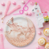 シックバラ金ゴールドグリッターグラデーションピンクグリッター大理石 ペーパープレート (パーティー)