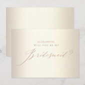 シックバラ金ゴールドグリッタースクリプトホワイトブライドメイドInv 招待状 (正面/裏面)