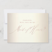 シックバラ金ゴールドグリッタースクリプトホワイトメイド・オブ・オーナー(花嫁付き添い人) 招待状 (正面)