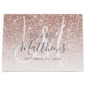 シックバラ金ゴールドグリッタースクリプトモノグラム結婚ズ ラージペーパーバッグ (正面)