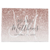 シックバラ金ゴールドグリッタースクリプトモノグラム結婚ズ ラージペーパーバッグ (裏面)