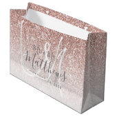 シックバラ金ゴールドグリッタースクリプトモノグラム結婚ズ ラージペーパーバッグ (正面アングル)