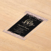 シックバラ金ゴールドグリッタースパークルズ50th誕生日 アクリル招待状 (レイダウン)