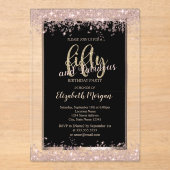 シックバラ金ゴールドグリッタースパークルズ50th誕生日 アクリル招待状 (正面)