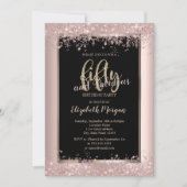 シックバラ金ゴールドグリッタースパークルズ50th誕生日 招待状 (正面)