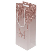 シックバラ金ゴールドグリッタースパークルドリップスモノグラム ワインギフトバッグ (正面アングル)