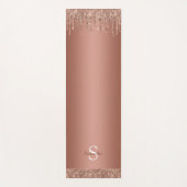 シックバラ金ゴールドグリッタースパークルドリップモノグラム名 ヨガマット (正面)