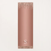 シックバラ金ゴールドグリッタースパークルドリップモノグラム名 ヨガマット (裏面)