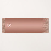 シックバラ金ゴールドグリッタースパークルドリップモノグラム名 ヨガマット (正面(横))