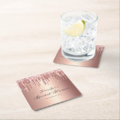 シックバラ金ゴールドグリッタードライバースクリプトブライダルシャワー スクエアペーパーコースター (インサイチュ)