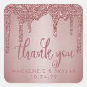 シックバラ金ゴールドグリッタードライプスサンキュー スクエアシール (正面)