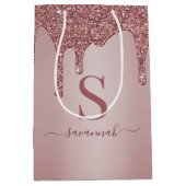 シックバラ金ゴールドグリッタードリップスパークルモノグラム ミディアムペーパーバッグ (正面)