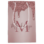 シックバラ金ゴールドグリッタードリップスパークルモノグラム ミディアムペーパーバッグ (正面)