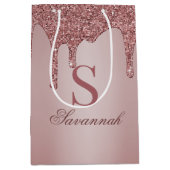 シックバラ金ゴールドグリッタードリップスパークルモノグラム ミディアムペーパーバッグ (正面)