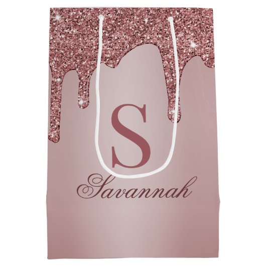 シックバラ金ゴールドグリッタードリップスパークルモノグラム ミディアムペーパーバッグ (裏面)