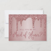シックバラ金ゴールドグリッタードリップスメイド・オブ・オーナー(花嫁付き添い人) 招待状 (正面)