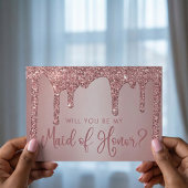 シックバラ金ゴールドグリッタードリップスメイド・オブ・オーナー（花嫁付き添い人） 招待状