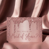 シックバラ金ゴールドグリッタードリップスメイド・オブ・オーナー（花嫁付き添い人） 招待状