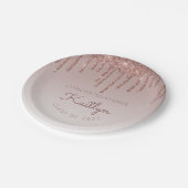 シックバラ金ゴールドグリッタードリップ卒業パーティー ペーパープレート (アングル)