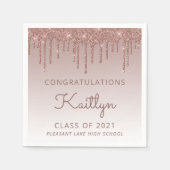 シックバラ金ゴールドグリッタードリップ卒業 スタンダードカクテルナプキン (正面)