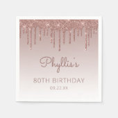 シックバラ金ゴールドグリッタードリップ80thバースデーパーティー スタンダードカクテルナプキン (正面)