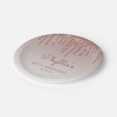 シックバラ金ゴールドグリッタードリップ80thバースデーパーティー ペーパープレート (アングル)