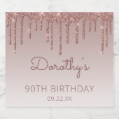 シックバラ金ゴールドグリッタードリップ90thバースデーパーティー スパークリングワインラベル (シングルラベル)