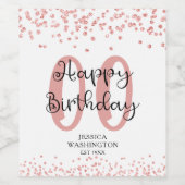 シックバラ金ゴールドグリッターニーエイジハッピーバースデー ワインラベル (シングルラベル)