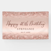 シックバラ金ゴールドグリッターハッピーバースデースクリプト 横断幕 (横)