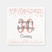 シックバラ金ゴールドグリッターハッピーバースデーネーム スタンダードカクテルナプキン (正面)