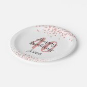 シックバラ金ゴールドグリッターハッピーバースデーネーム ペーパープレート (アングル)