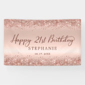 シックバラ金ゴールドグリッターハッピー21stバースデースクリプト 横断幕 (横)
