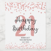 シックバラ金ゴールドグリッターハッピー21st誕生日 ワインラベル (シングルラベル)