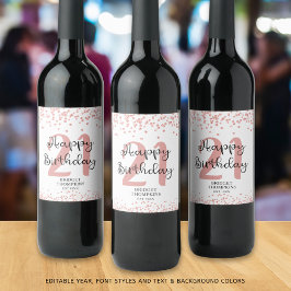 シックバラ金ゴールドグリッターハッピー21st誕生日 ワインラベル