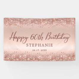 シックバラ金ゴールドグリッターハッピー60th誕生日スクリプト 横断幕