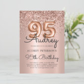 シックバラ金ゴールドグリッターバルーン95th誕生日 招待状 (スタンド正面)