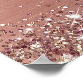 シックバラ金ゴールドグリッターフォイル65th誕生日へようこそ ポスター (角)