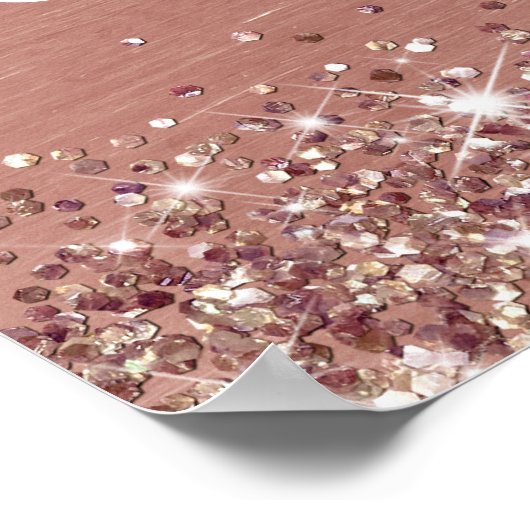 シックバラ金ゴールドグリッターフォイル65th誕生日へようこそ ポスター (角)