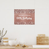 シックバラ金ゴールドグリッターフォイル65th誕生日へようこそ ポスター (キッチン)