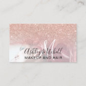 シックバラ金ゴールドグリッターフォトモノグラム化粧ヘア 名刺 (正面)