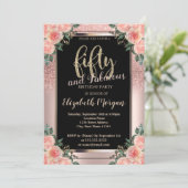 シックバラ金ゴールドグリッターフラワーズ50thバースデーパーティー 招待状 (スタンド正面)