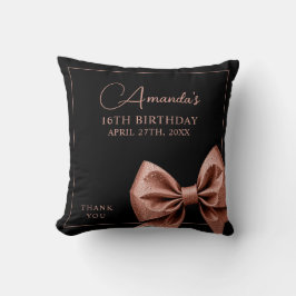 シックバラ金ゴールドグリッターボウスウィート16誕生日 クッション