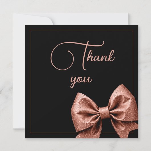 シックバラ金ゴールドグリッターボウスウィート16誕生日 サンキューカード (正面)