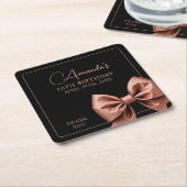 シックバラ金ゴールドグリッターボウスウィート16誕生日 スクエアペーパーコースター (アングル)