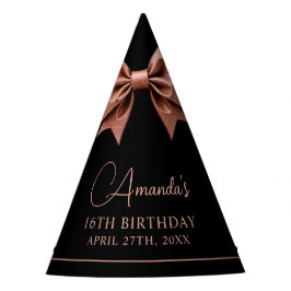 シックバラ金ゴールドグリッターボウスウィート16誕生日 パーティーハット