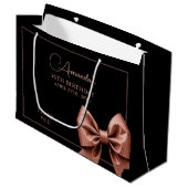 シックバラ金ゴールドグリッターボウスウィート16誕生日 ラージペーパーバッグ (正面アングル)