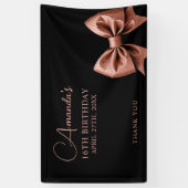 シックバラ金ゴールドグリッターボウスウィート16誕生日 横断幕 (縦)