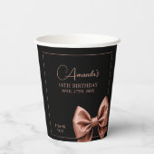 シックバラ金ゴールドグリッターボウスウィート16誕生日 紙コップ (裏面)